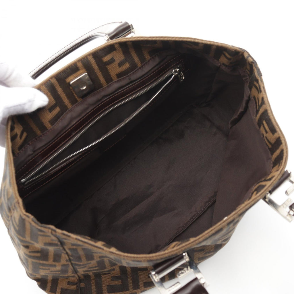 Fendi Zucca Canvas Leather Tote Bag