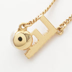 Fendi F Logo Necklace Gold Plated Faux Pearl