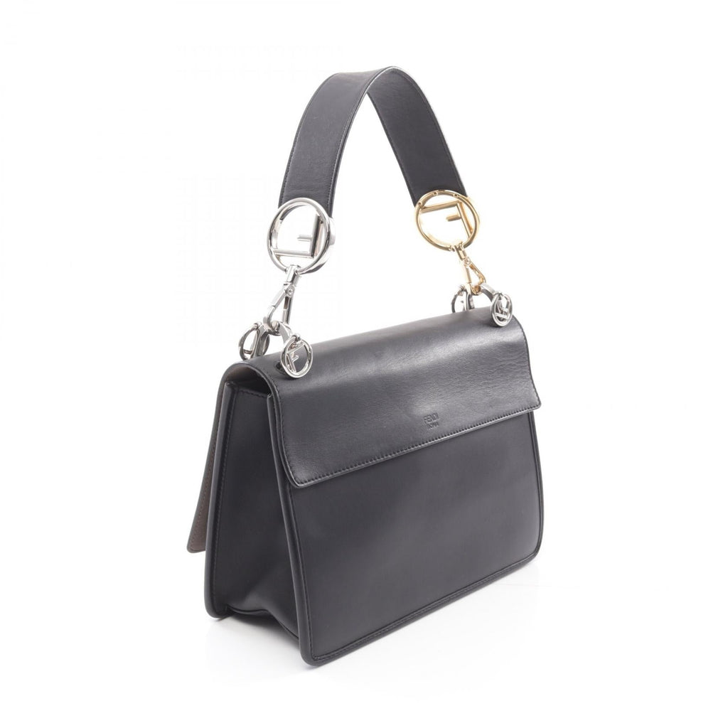 Fendi Leather Kan I F Zucca Handbag Black