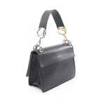 Fendi Leather Kan I F Zucca Handbag Black