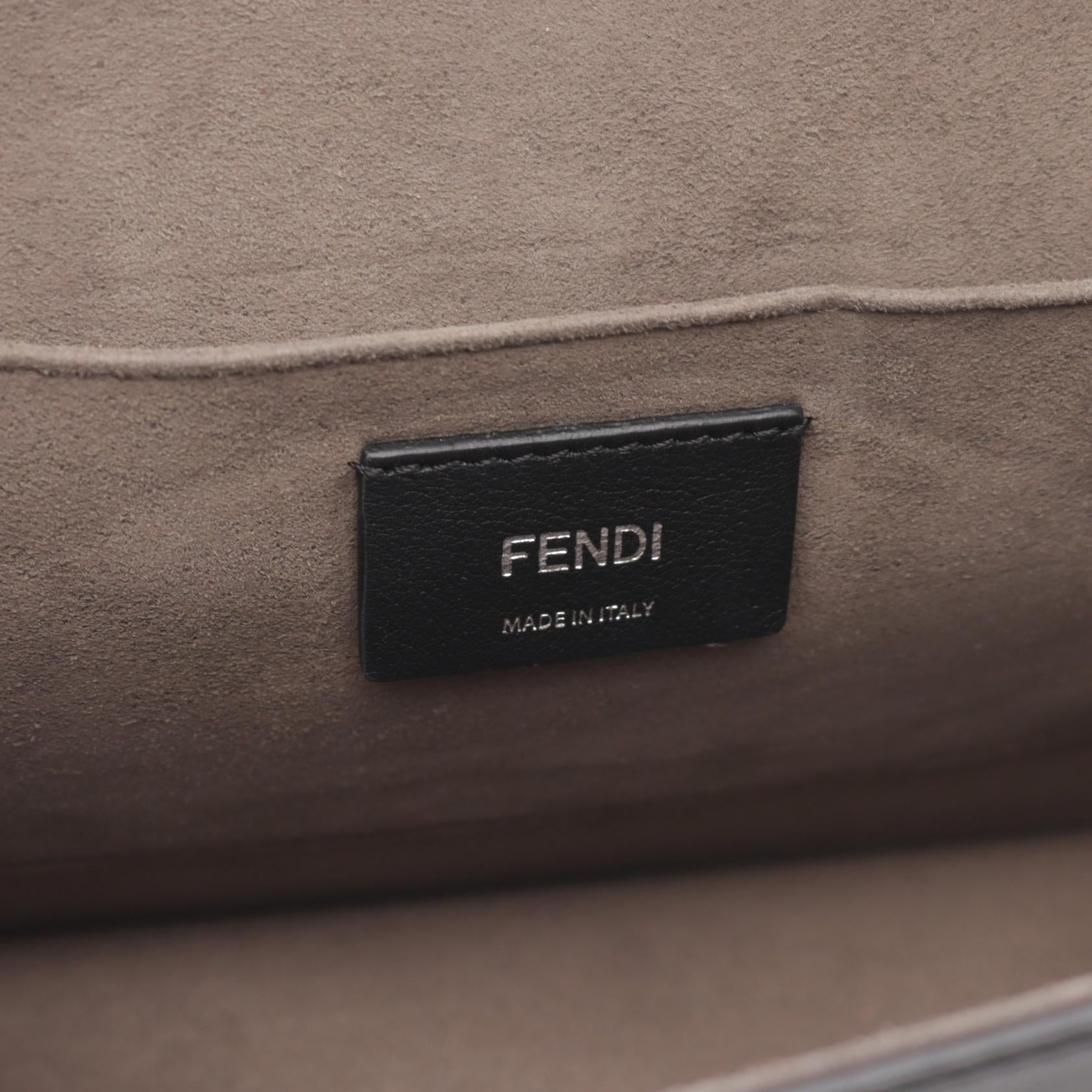 Fendi Leather Kan I F Zucca Handbag Black
