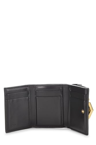 Fendi,  Black Leather 'FF' Compact Wallet, Black