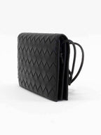 Bottega Veneta Intrecciato Strap Long Wallet Black
