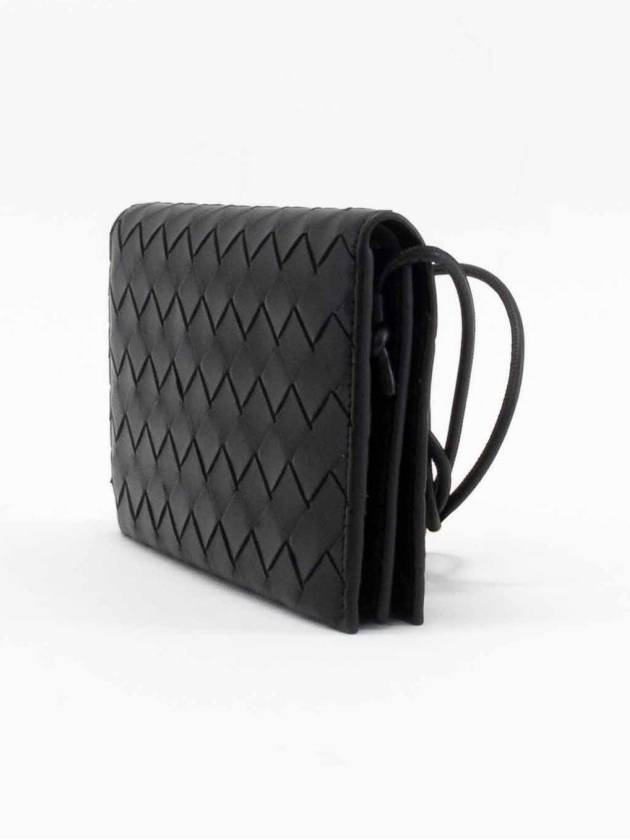 Bottega Veneta Intrecciato Strap Long Wallet Black