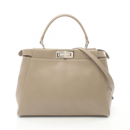 Fendi Peekaboo Leather Handbag Beige
