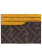 Fendi Roma Logo 3-Fold Card Wallet Brown Yellow