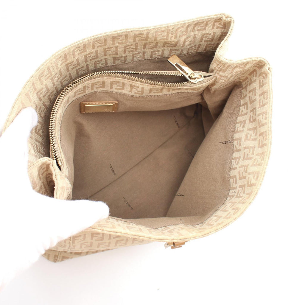 Fendi Zucchino Canvas Leather Tote Bag