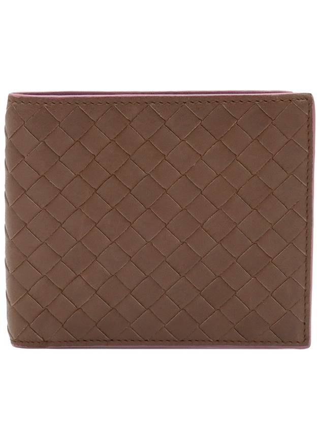 Bottega Veneta Brown Purple Intrecciato Weaving VN Folder Half Wallet 113993