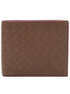 Bottega Veneta Brown Purple Intrecciato Weaving VN Folder Half Wallet 113993