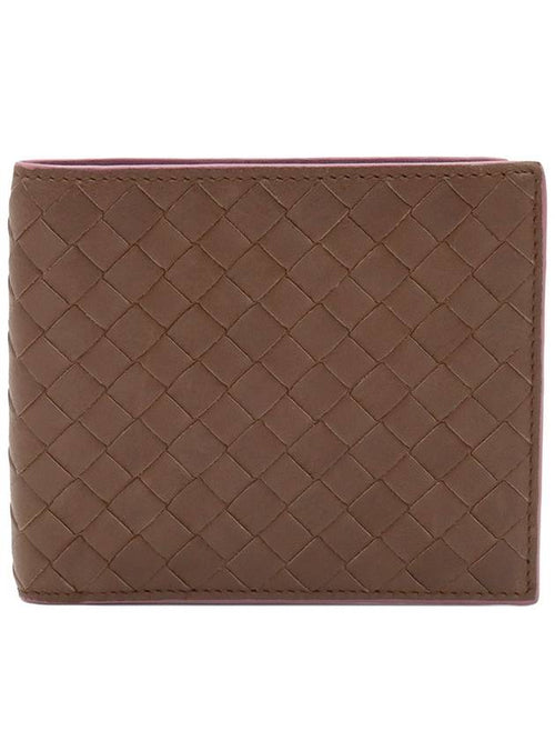 Bottega Veneta Brown Purple Intrecciato Weaving VN Folder Bicycle Wallet