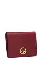 Fendi,  Red Calfskin Leather 'F is Fendi' Compact Wallet, Red