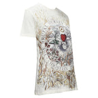 Dior Brutal Journey Of The Heart Graphic Print Ecru Cotton Linen Tshirt