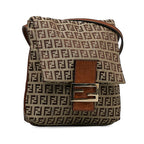 Fendi Zkino Sliding Shoulder Bag 8BT075 Beige Brown Canvas Leather Ladies Fendi