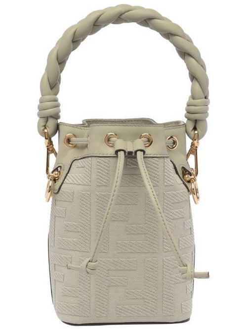Fendi Mon Tresor Mini FF Canvas Bucket Bag Green