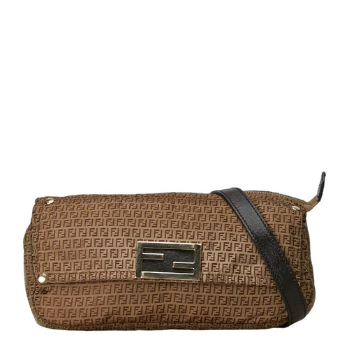 Fendi Zucchino Nylon Leather Shoulder Bag