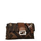 Fendi Zucca Chain Shoulder Bag Canvas Leather 8BT139