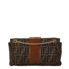 Fendi Zucca Chain Shoulder Bag Canvas Leather 8BT139