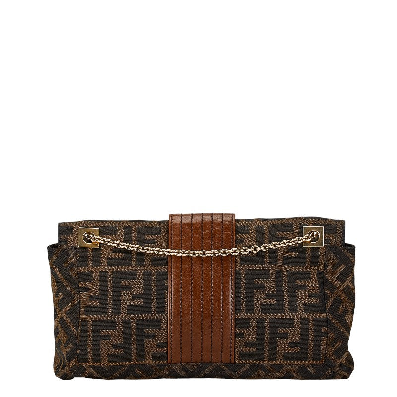 Fendi Zucca Chain Shoulder Bag Canvas Leather 8BT139