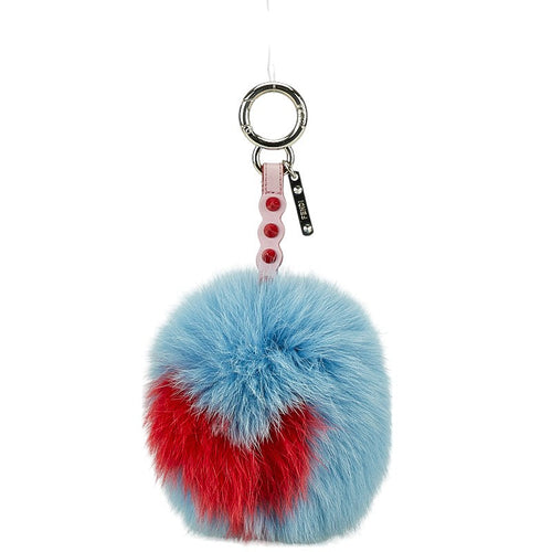 Fendi Faux Fur Leather Studs Charm Keychain