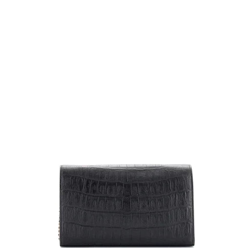 SAINT LAURENT - Paris Chain Wallet Crocodile Embossed Leather