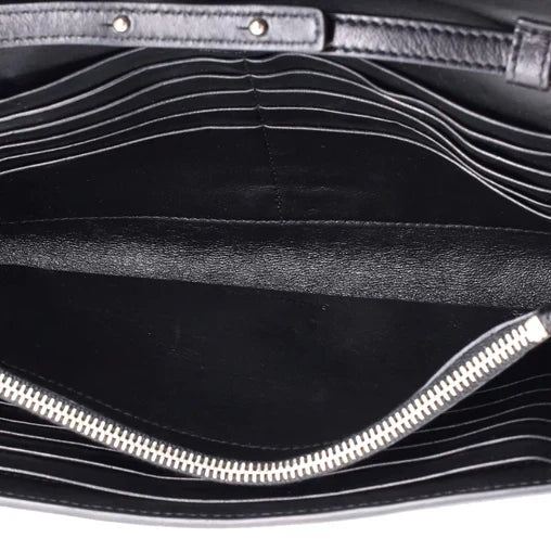 SAINT LAURENT - Paris Chain Wallet Crocodile Embossed Leather