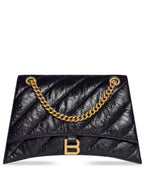Balenciaga Quilted Crush Medium Chain Shoulder Bag Black