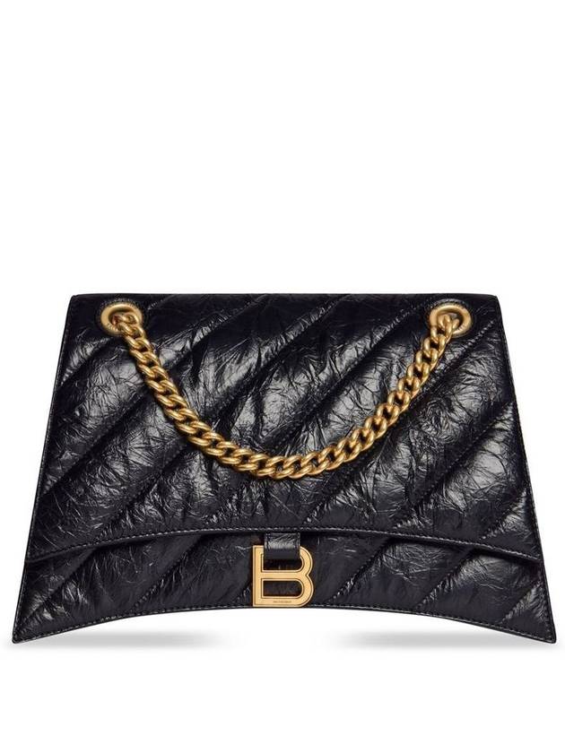 Balenciaga Quilted Crush Medium Chain Shoulder Bag Black