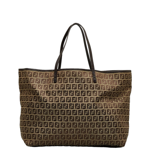 Fendi Zucchino Tote Bag 8BH076 Brown Canvas Leather