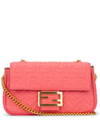 Fendi Baguette Medium Nappa Leather Chain Shoulder Bag Pink