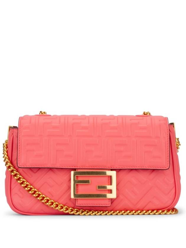 Fendi Baguette Medium Nappa Leather Chain Shoulder Bag Pink