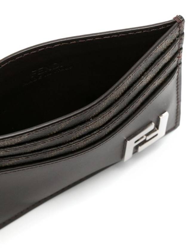 Fendi FF Square Leather Card Wallet Brown