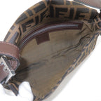 FENDI Zucca Mamma Baguette Canvas Leather Bag Brown Black 26424
