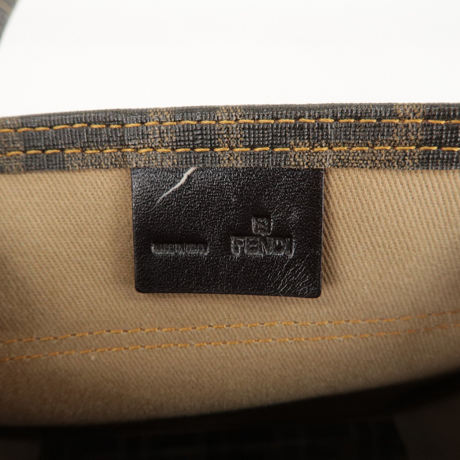 FENDI Zucca Zucchino PVC Leather Shoulder Bag Beige Brown 8BH189