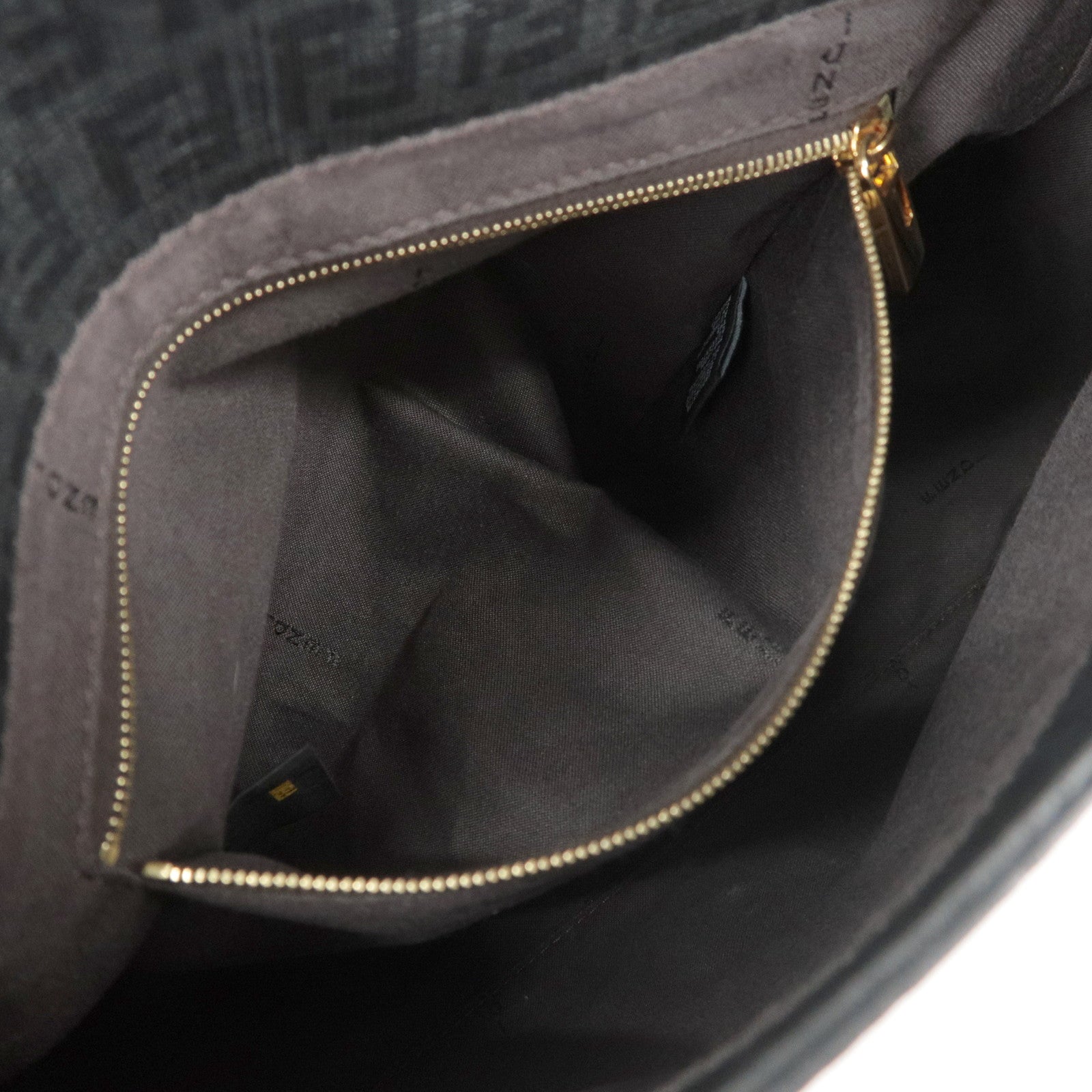 FENDI Zucchino Mamma Baguette PVC Leather Bag Black 8BR001