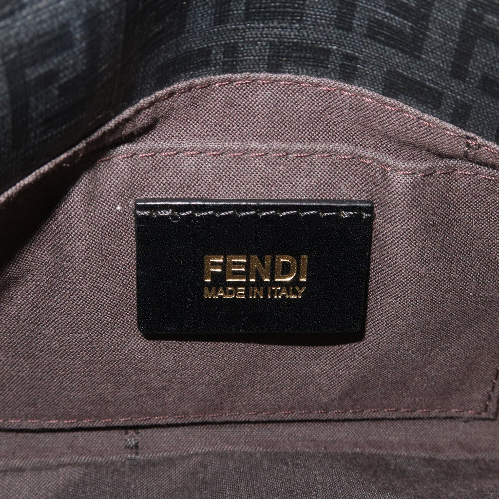 FENDI Zucchino Mamma Baguette PVC Leather Hand Bag Black 8BR180