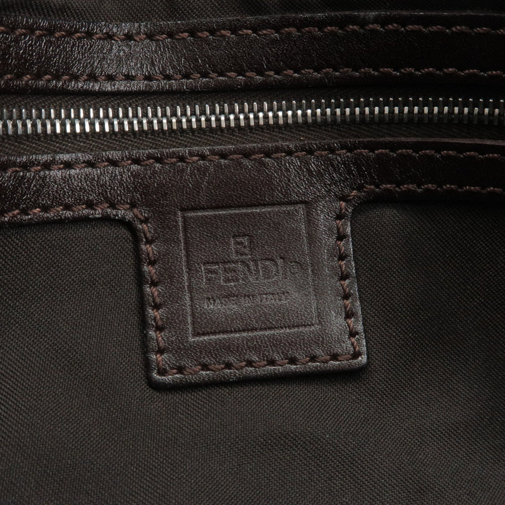 FENDI Zucca Mamma Baguette Canvas Leather Shoulder Bag 26424