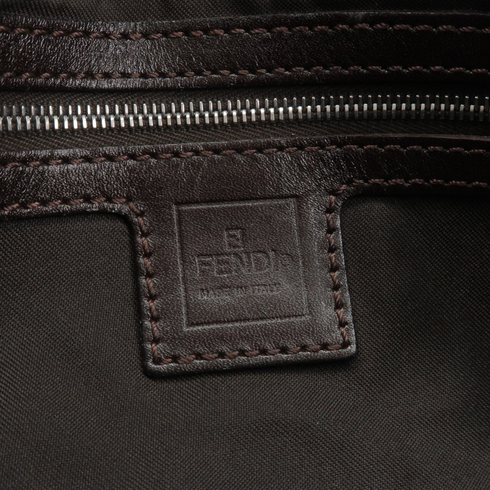 FENDI Zucca Mamma Baguette Canvas Leather Shoulder Bag 26424