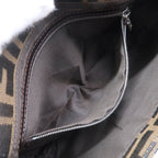 FENDI Mamma Baguette Zucca Canvas Leather Bag Brown 26424
