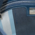 FENDI Mamma Baguette Canvas Leather Shoulder Bag Navy 26325