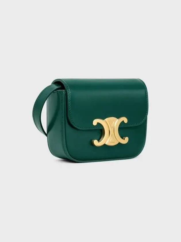 CELINE Triomphe Small Shiny Calfskin Cross Bag Racing Green
