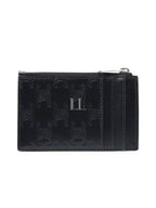 CELINE Zipper Calfskin Triomphe Embossed Card Wallet Black