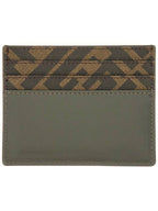 Fendi FF Square Leather Card Wallet Grey
