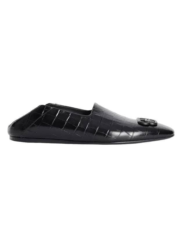 Balenciaga BB Logo Crocodile Embossed Mule Black