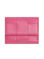 Bottega Veneta Intrecciato Tri-Fold Zip Half Wallet Milk Shake
