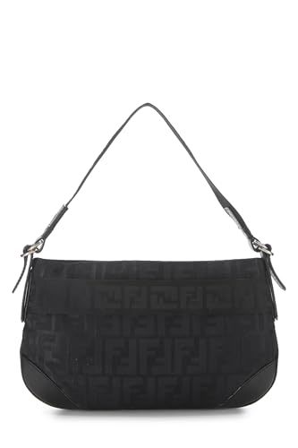 Fendi,  Black Nylon Zucca Shoulder Bag, Black
