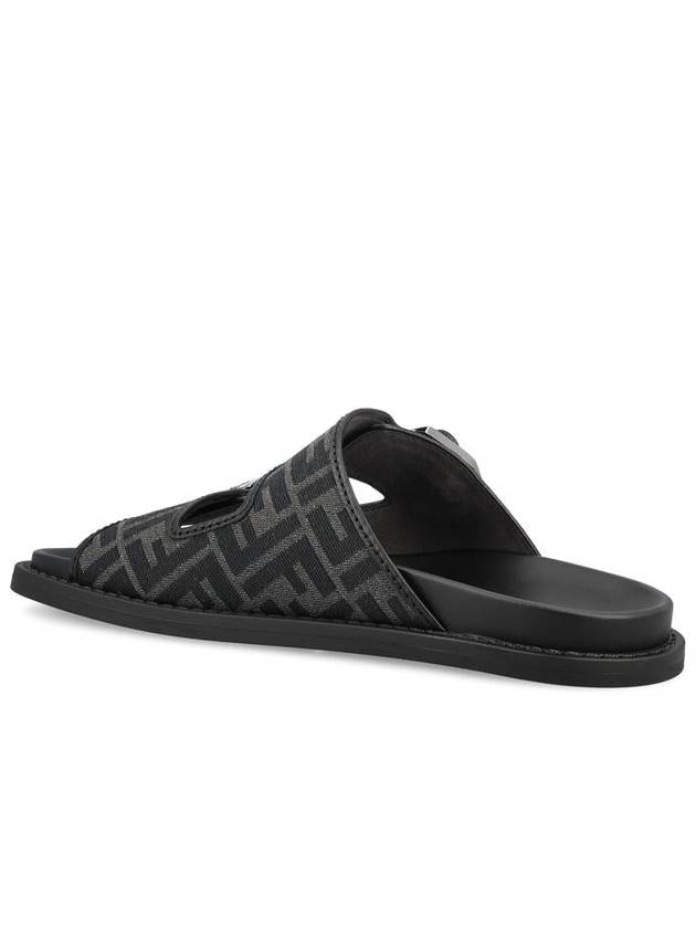 Fendi Men's Peel Jacquard Fabric Sandals Black