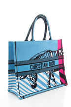 Christian Dior Pink &  Blue Zebra Printed Book Tote