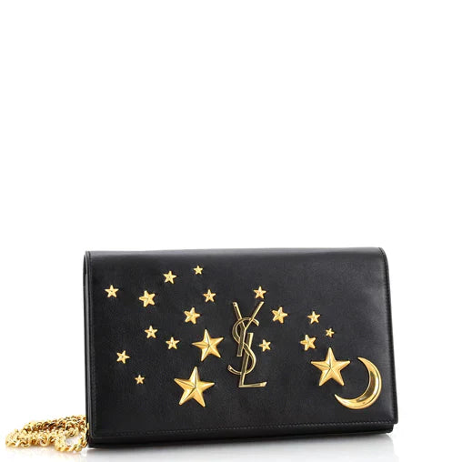 SAINT LAURENT - Classic Monogram Wallet on Chain Embellished