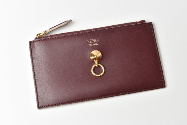 Fendi Mini Wallet Coin/Card Case Burgundy