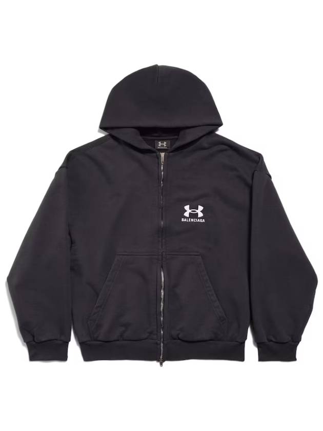 Balenciaga Embroidered Logo Hoodie Zip-Up Black